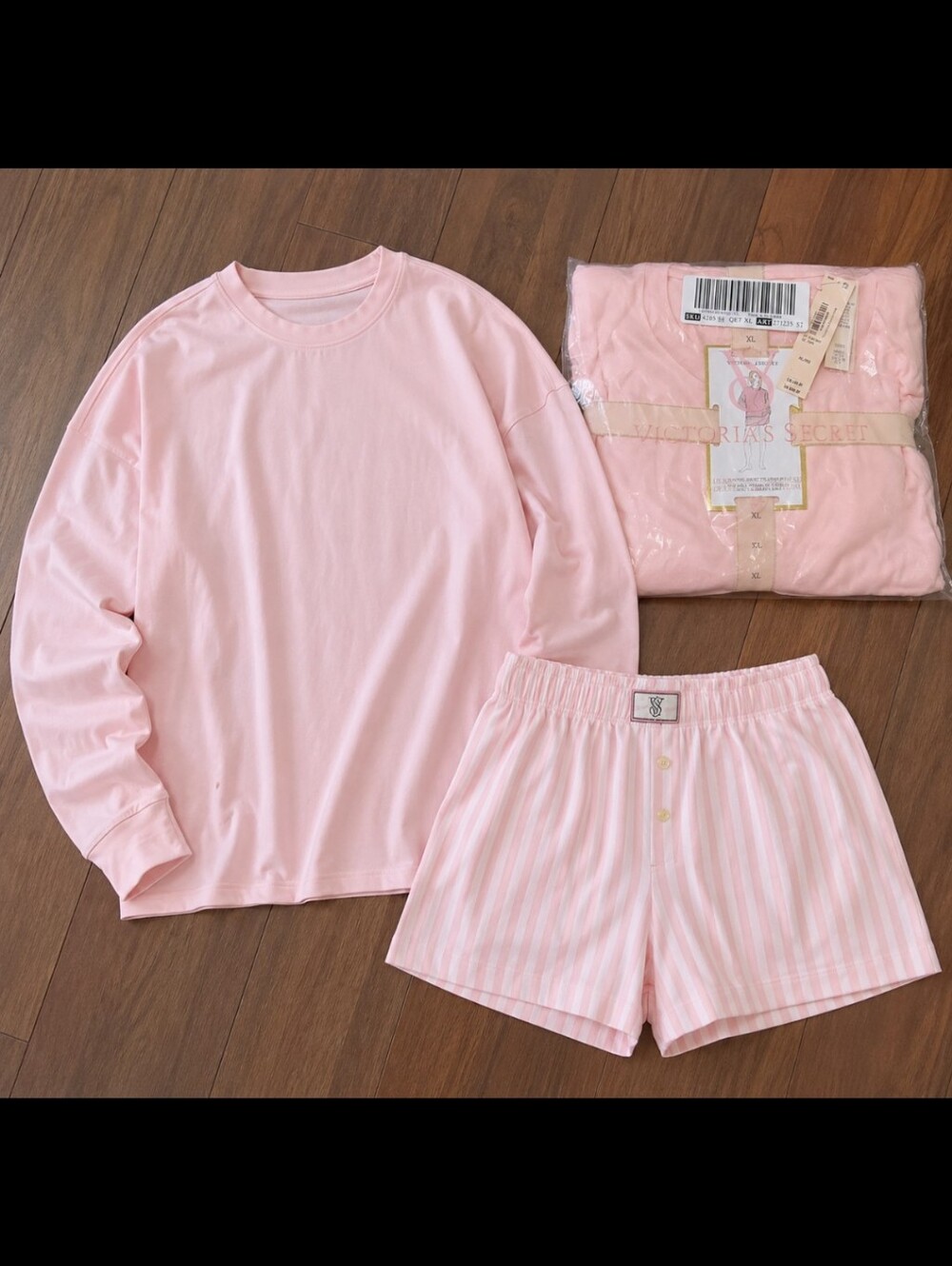New Victoria's secret Flannel Long-Sleeve Short Tee-Jama Set
